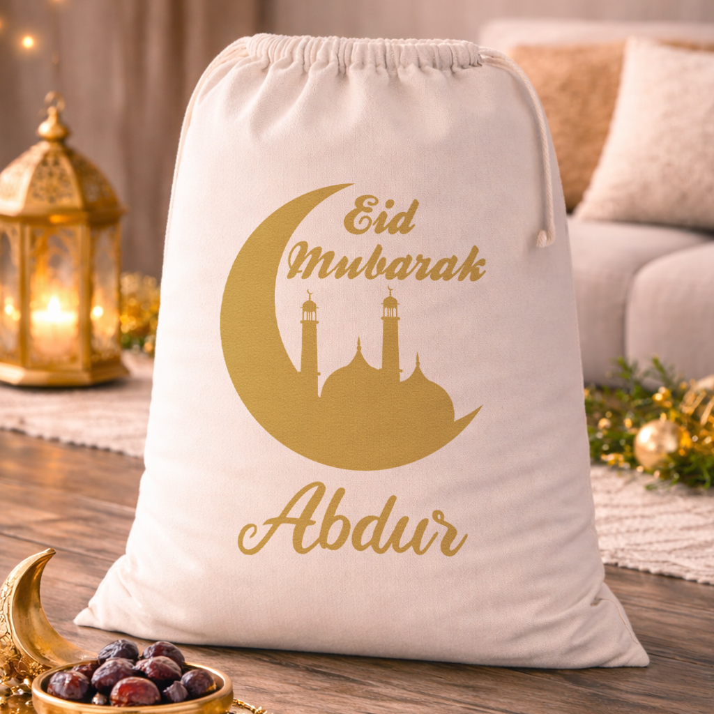 PERSONALISED Eid Mubarak Sack Gold Design - Eid Sack