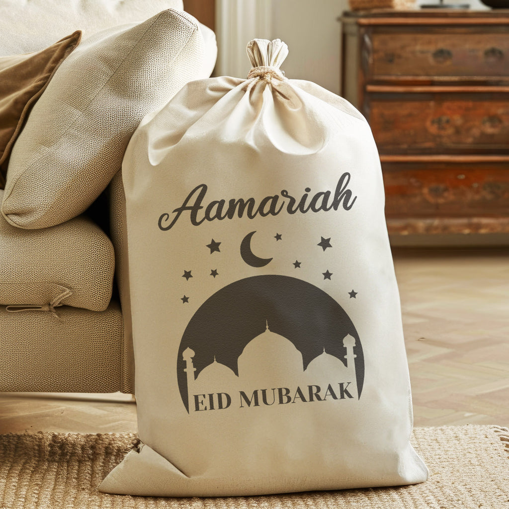 PERSONALISED Eid Mubarak Black Design - Eid Sack