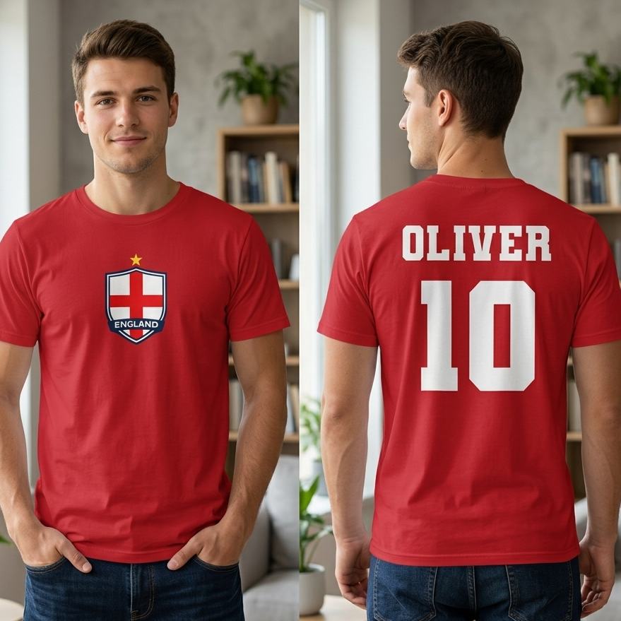 PERSONALISED Name & Shirt Number England Top - All Sizes