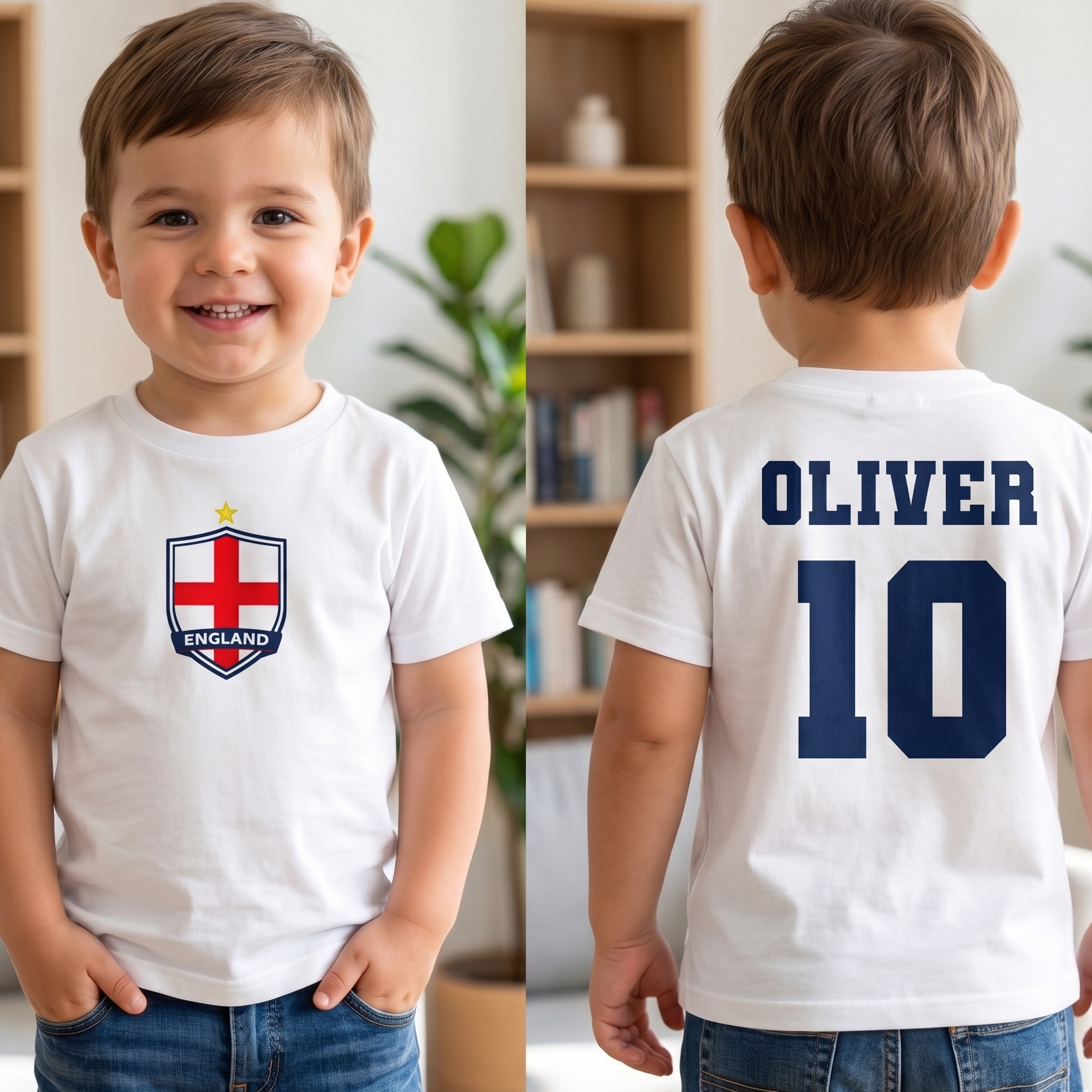 PERSONALISED Name & Shirt Number England Top - All Sizes