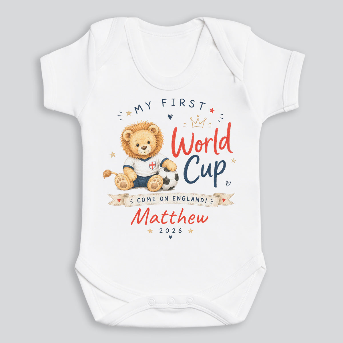 PERSONALISED Name - My First World Cup - Come On England - Lion - All Sizes