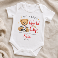 PERSONALISED Name - My First World Cup - Come On England - Bear - All Sizes