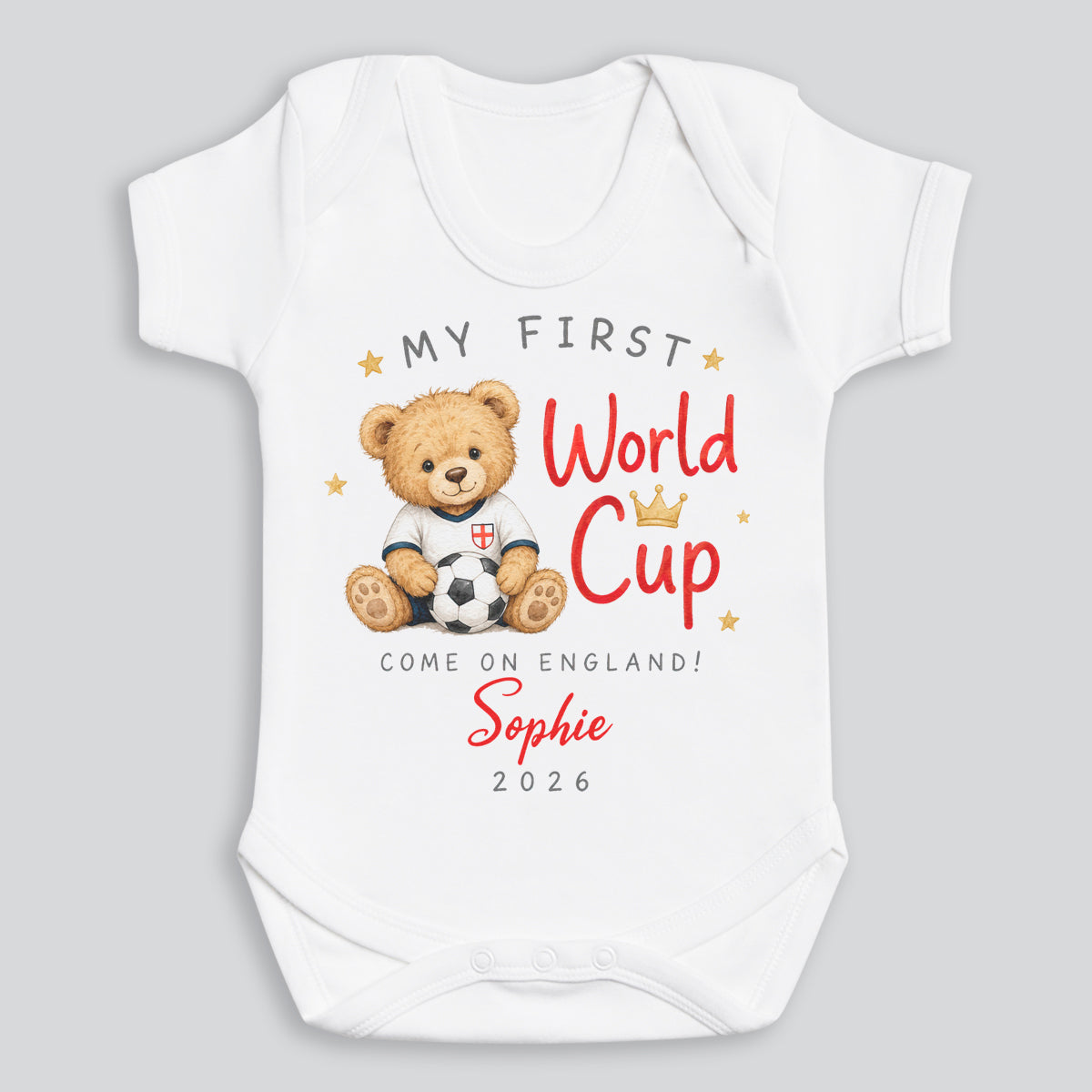 PERSONALISED Name - My First World Cup - Come On England - Bear - All Sizes
