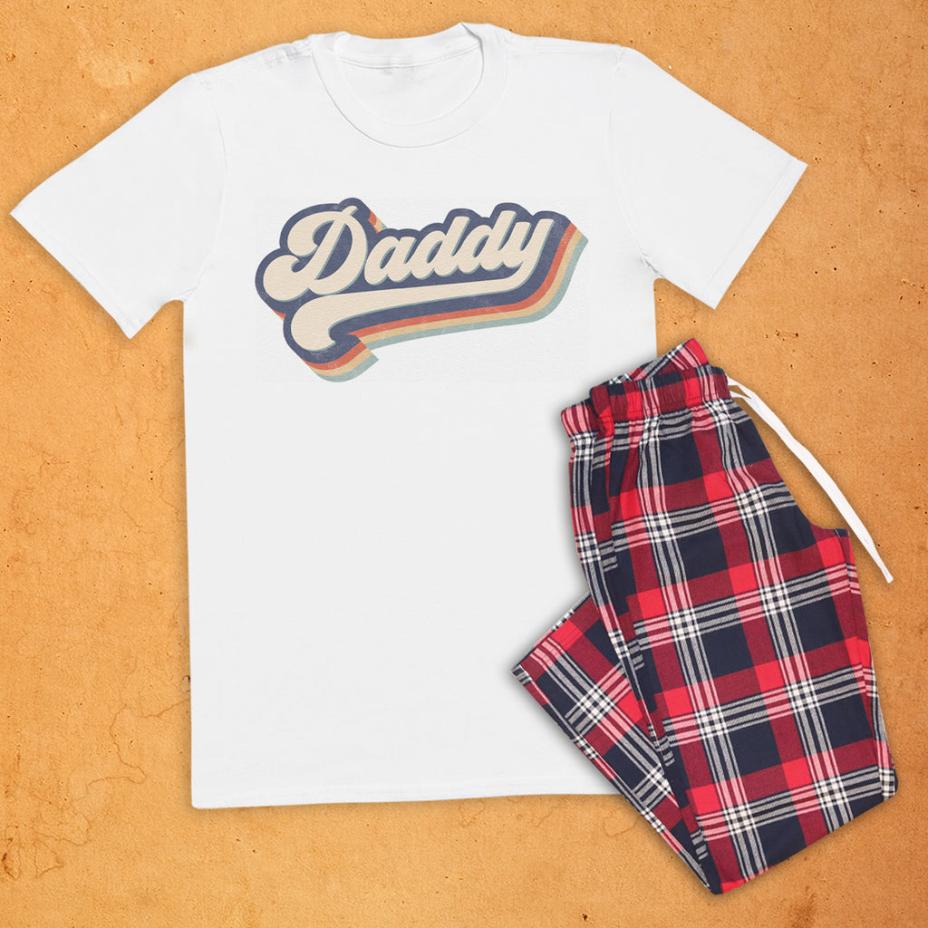 Retro Daddy - Pyjamas - Top & Tartan PJ Bottoms - Dad Pyjamas