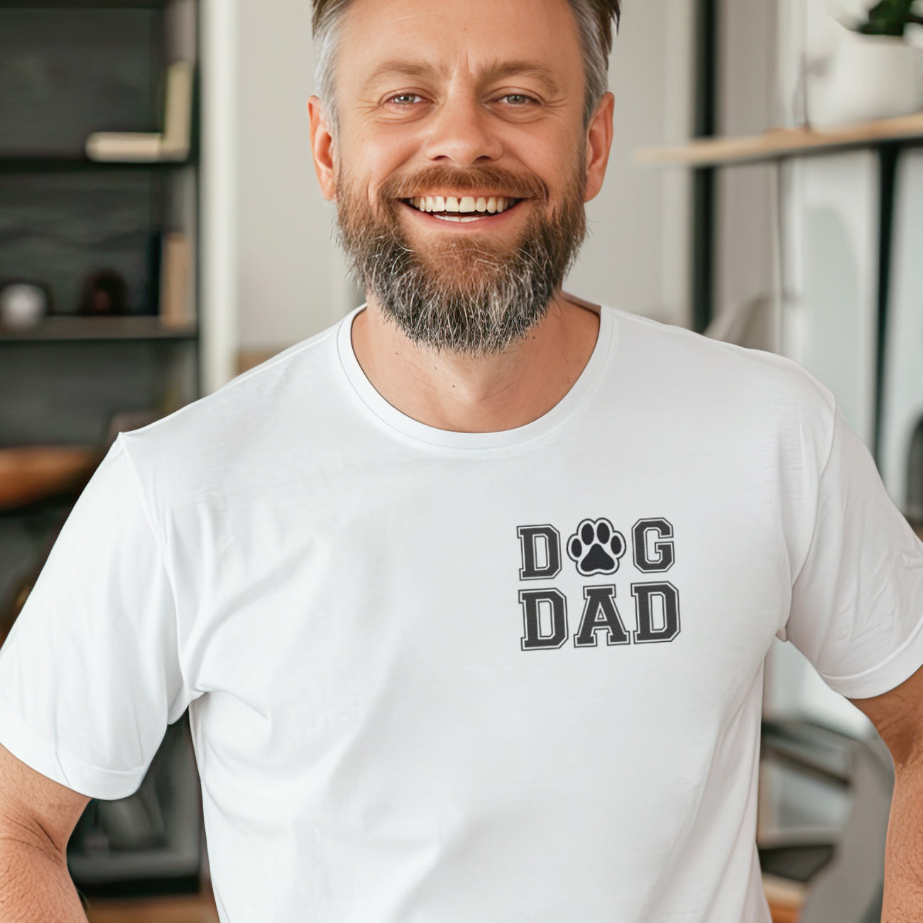 Dog Dad Chest Print with Paw - Mens T-Shirt - Dads T-Shirt