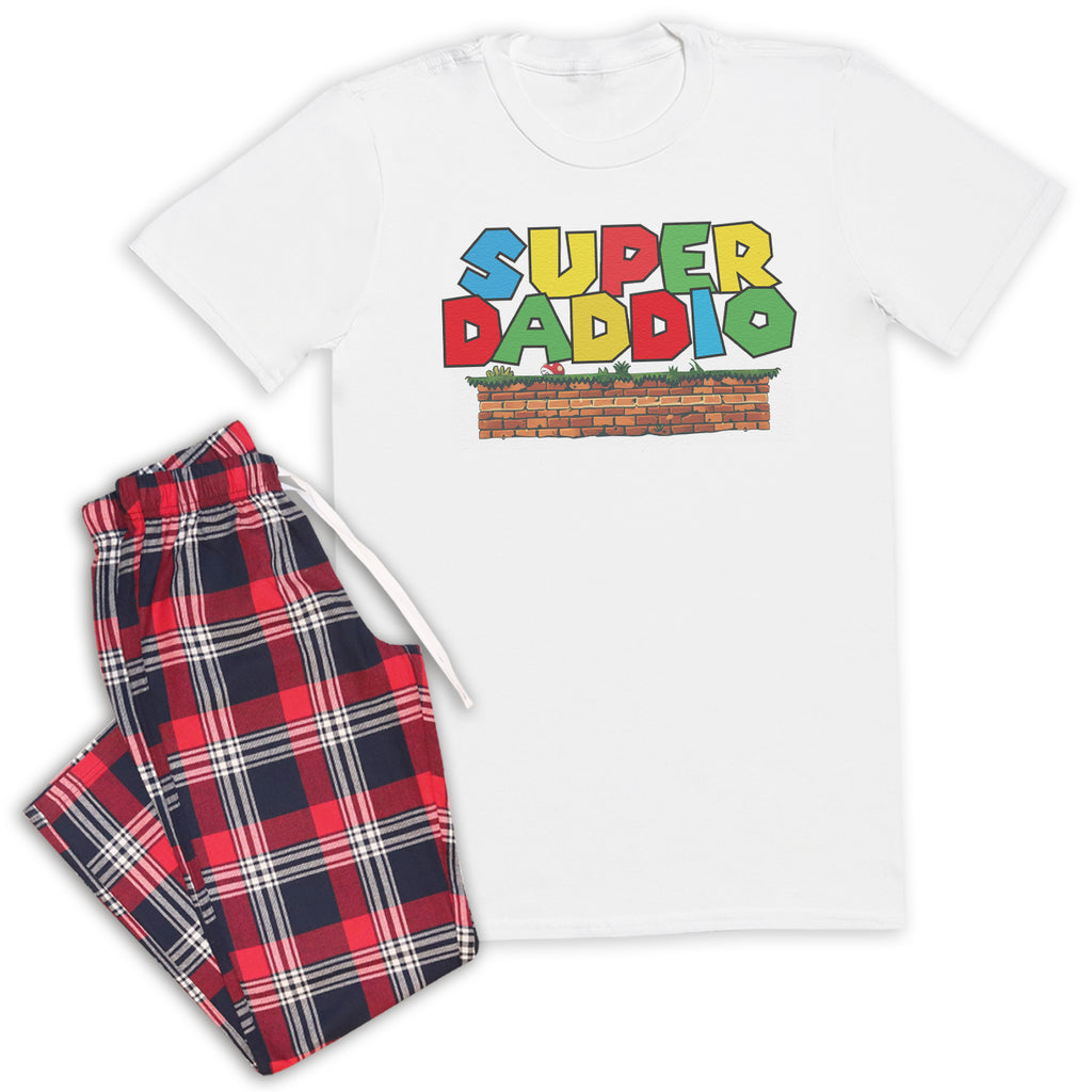 Super Daddio - Pyjamas - Top & Tartan PJ Bottoms - Dad Pyjamas