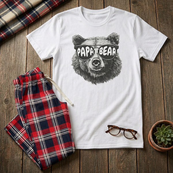 Papa Bear Sonnenbrille - Pyjama - Oberteil &amp; Schottenkaro-Pyjamahose - Papa-Pyjama