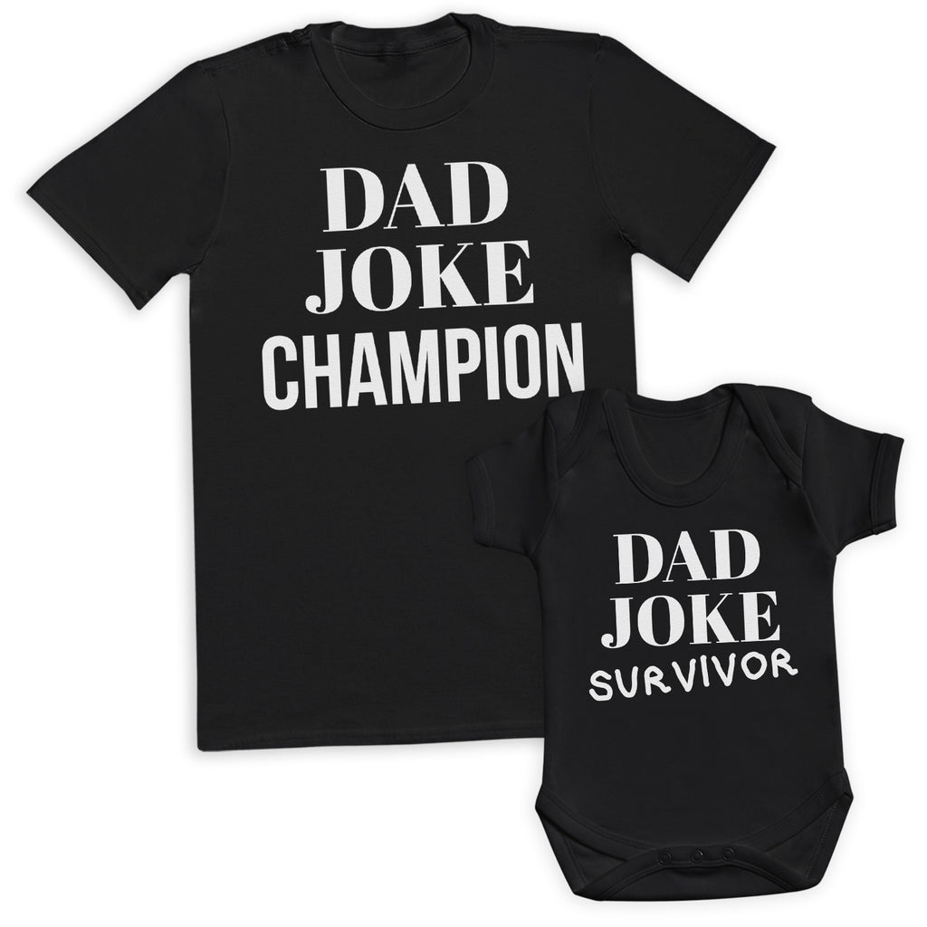 Dad Joke Survivor & Dad Joke Champion - Baby / Kids T-Shirt & Men's T-Shirt - (Sold Separately)