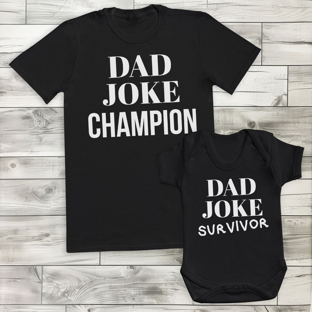 Dad Joke Survivor & Dad Joke Champion - Baby / Kids T-Shirt & Men's T-Shirt - (Sold Separately)