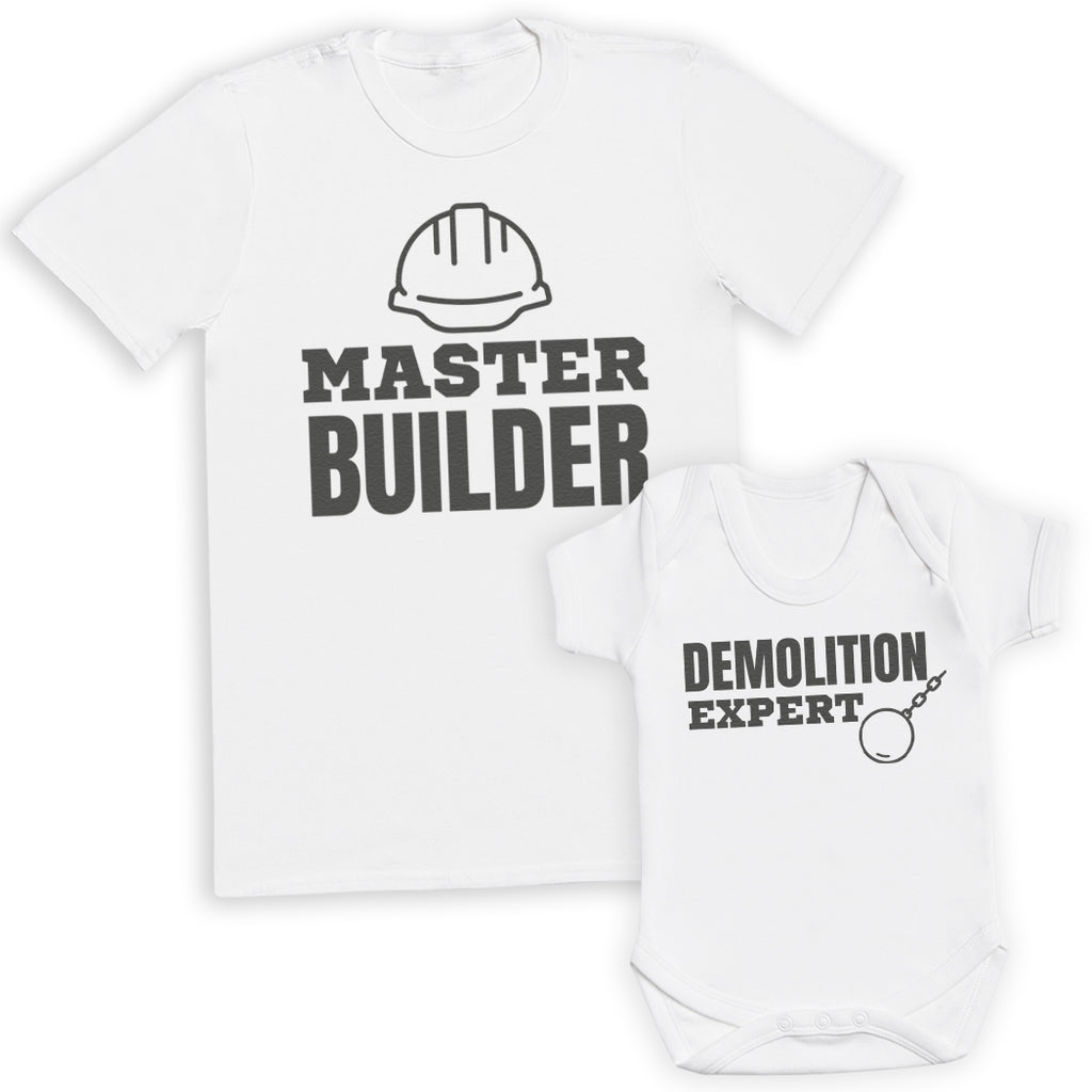 Master Builder & Demolition Expert - Baby / Kids T-Shirt & Men's T-Shirt - (Sold Separately)
