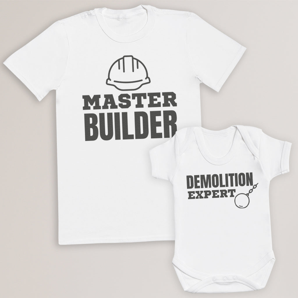 Master Builder & Demolition Expert - Baby / Kids T-Shirt & Men's T-Shirt - (Sold Separately)