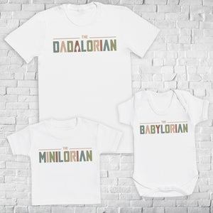 Retro Dadalorian, Babylorian & Minilorian - Baby / Kids T-Shirt & Men's T-Shirt - (Sold Separately)