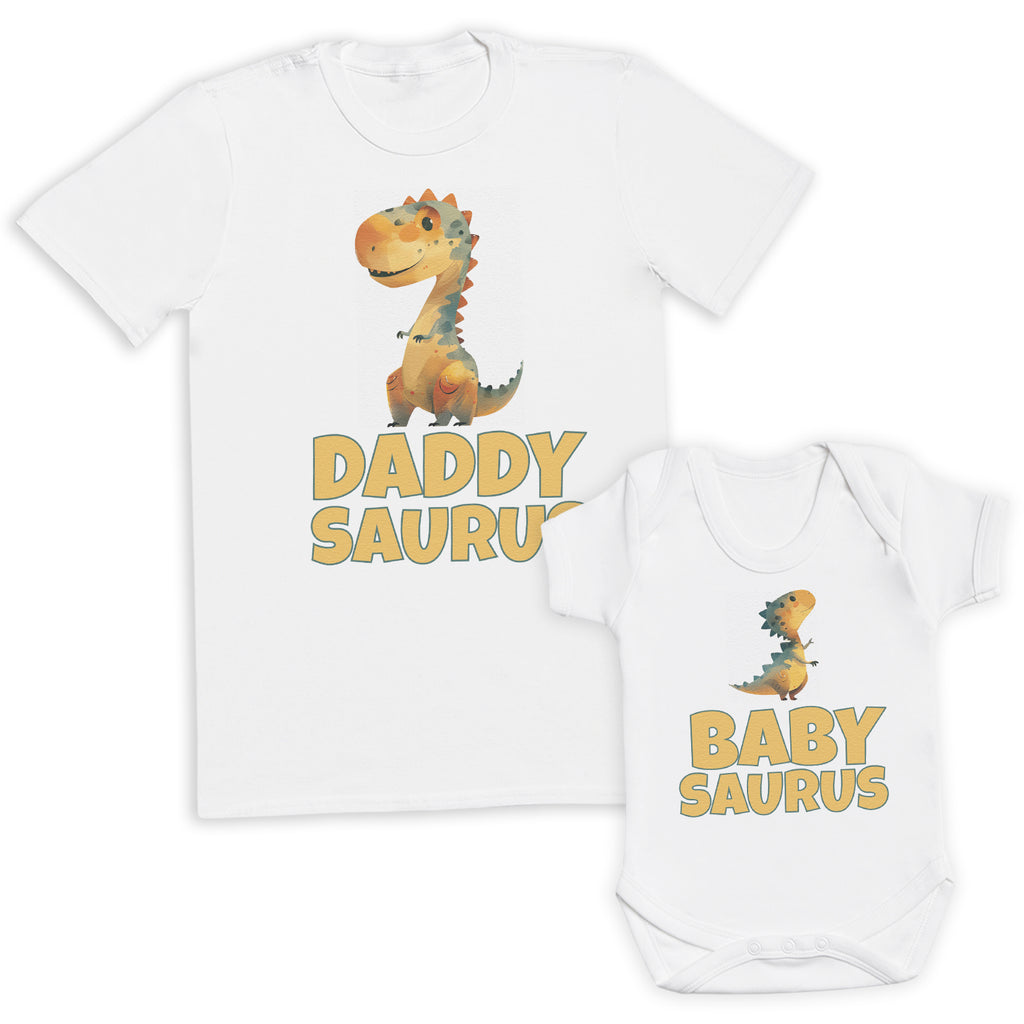 Retro Coloured Daddysaurus & Babysaurus - Baby / Kids T-Shirt & Men's T-Shirt - (Sold Separately)