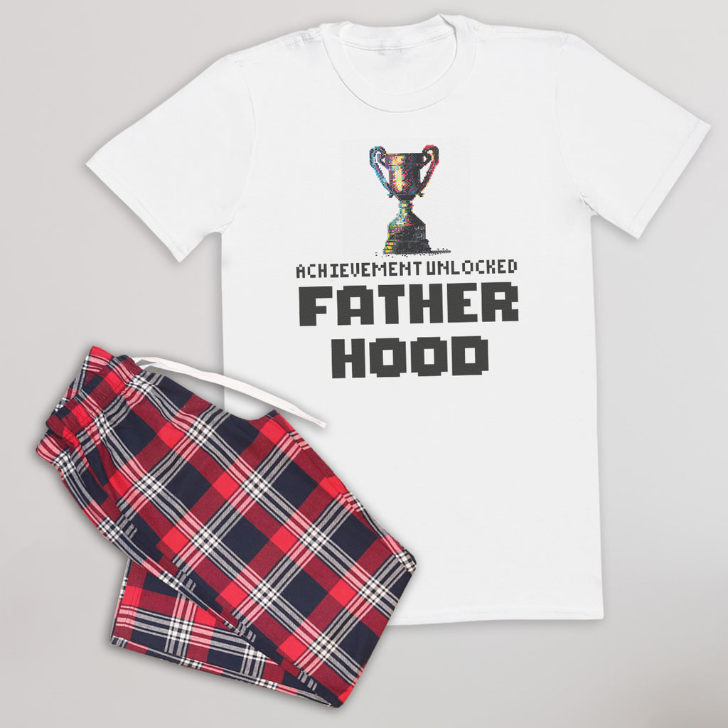 Achievement Unlocked - Fatherhood - Pyjamas - Top & Tartan PJ Bottoms - Dad Pyjamas