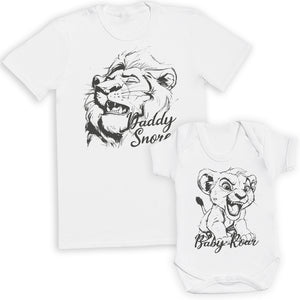 Daddy Snore & Baby Roar - Baby / Kids T-Shirt & Men's T-Shirt - (Sold Separately)