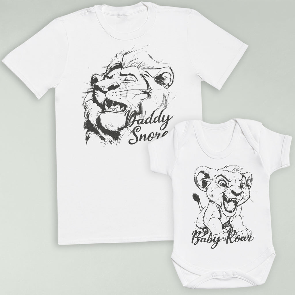 Daddy Snore & Baby Roar - Baby / Kids T-Shirt & Men's T-Shirt - (Sold Separately)