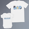 PERSONALISED Kids Name & Bluey Dad - Baby / Kids T-Shirt & Men's T-Shirt - (Sold Separately)