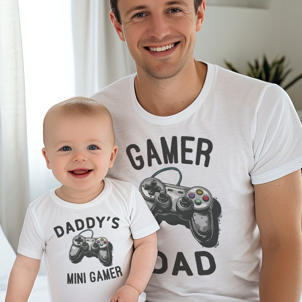 Daddy's Mini Gamer & Gamer Dad - Baby / Kids T-Shirt & Men's T-Shirt - (Sold Separately)