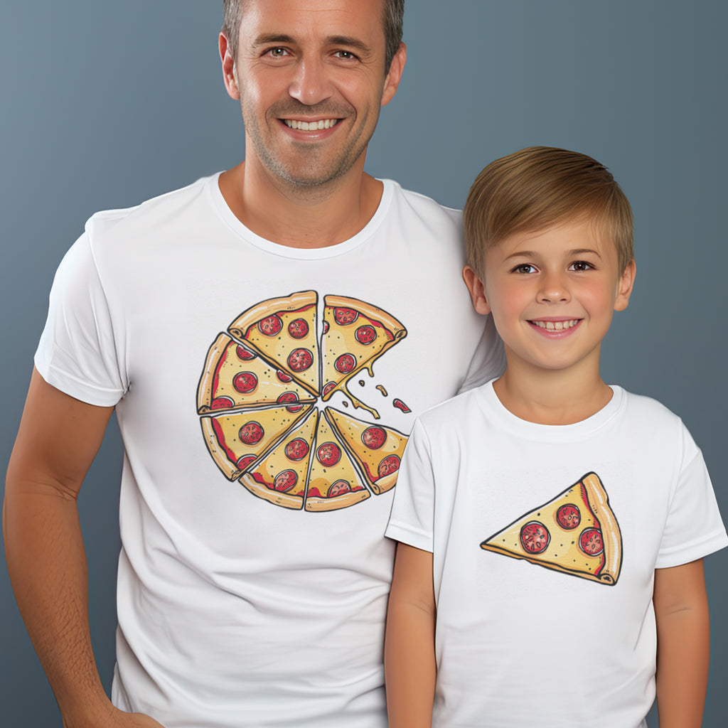 Pizza & Pizza Slice New Design - Baby / Kids T-Shirt & Men's T-Shirt - (Sold Separately)