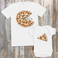Pizza & Pizza Slice New Design - Baby / Kids T-Shirt & Men's T-Shirt - (Sold Separately)