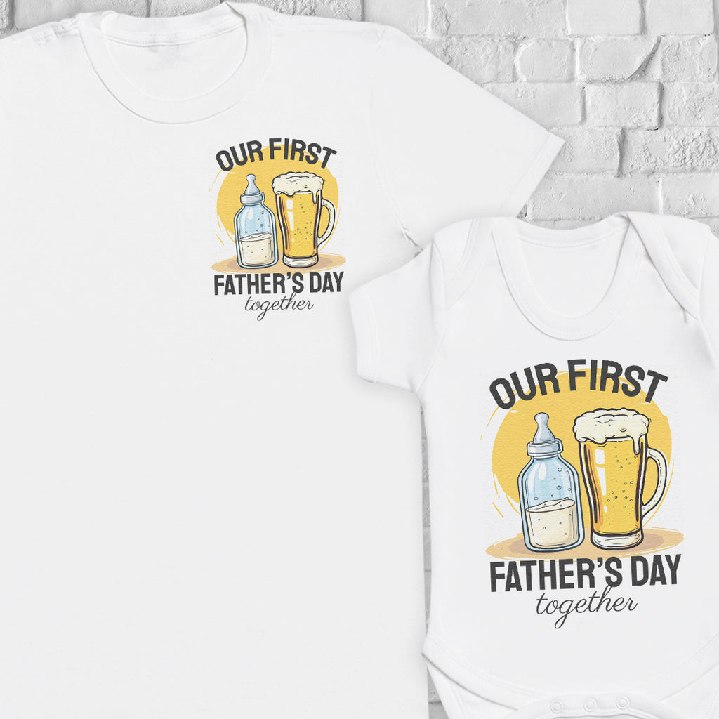 Our First Father's Day Baby Gift Set - Matching Gift Set - Baby Bodysuit