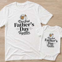 Our First Father's Day Together - Classic Script Typography Design - Baby Outfit Set
