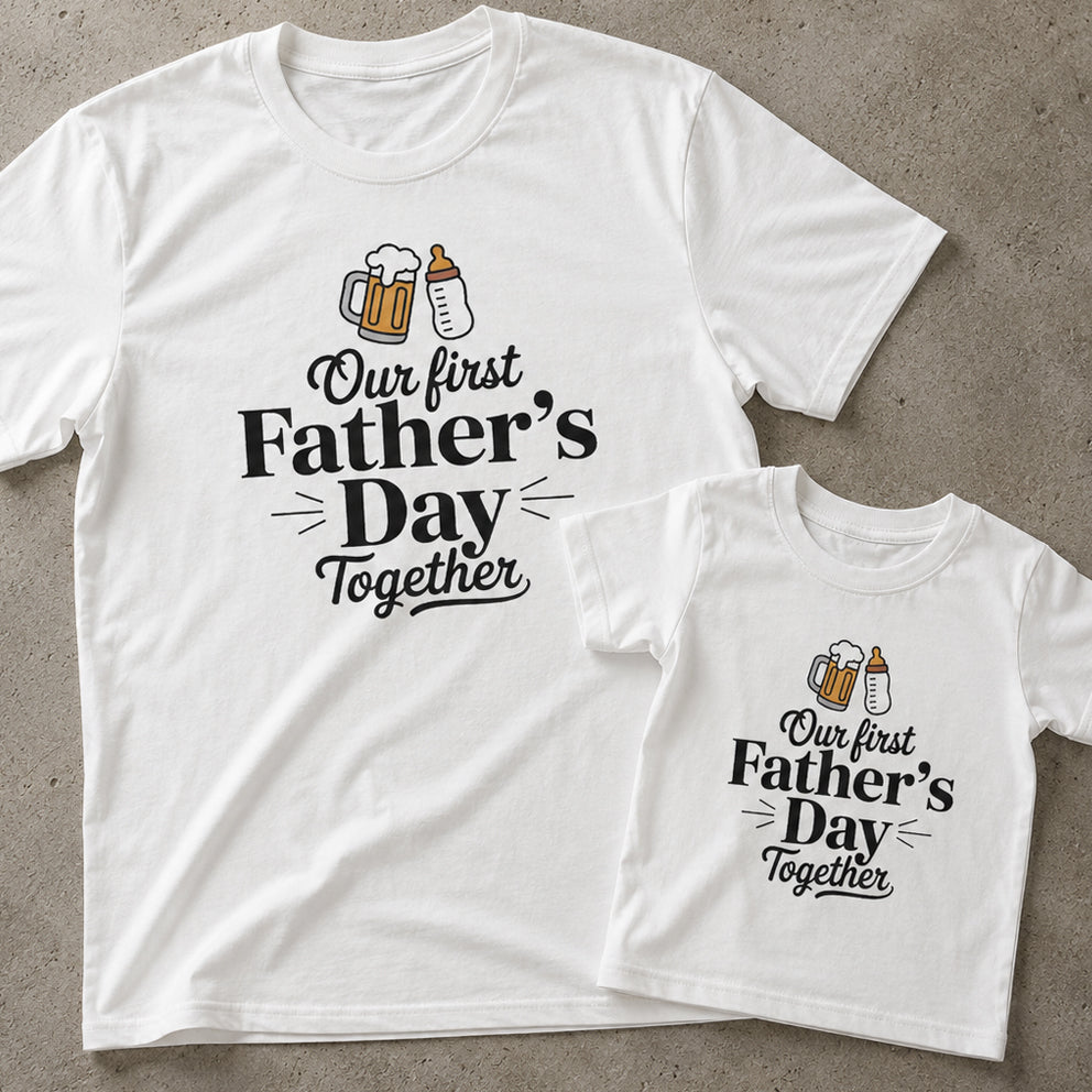 Our First Father's Day Together - Classic Script Typography Design - Baby Outfit Set