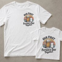 Our First Father's Day Together – Retro Pocket Print Design - Baby Outfit Set