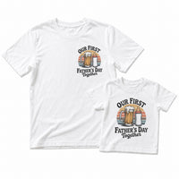 Our First Father's Day Together – Retro Pocket Print Design - Baby Outfit Set