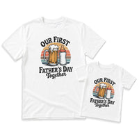 Our First Father's Day Together – Retro Sunset Beer & Bottle Design - Baby Outfit Set