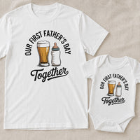 Our First Father's Day Together – Vintage Arch Typography Design - Baby Outfit Set