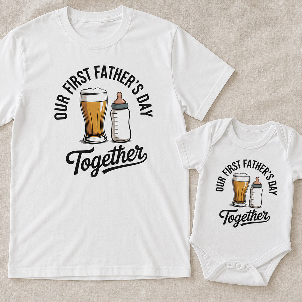 Our First Father's Day Together – Vintage Arch Typography Design - Baby Outfit Set