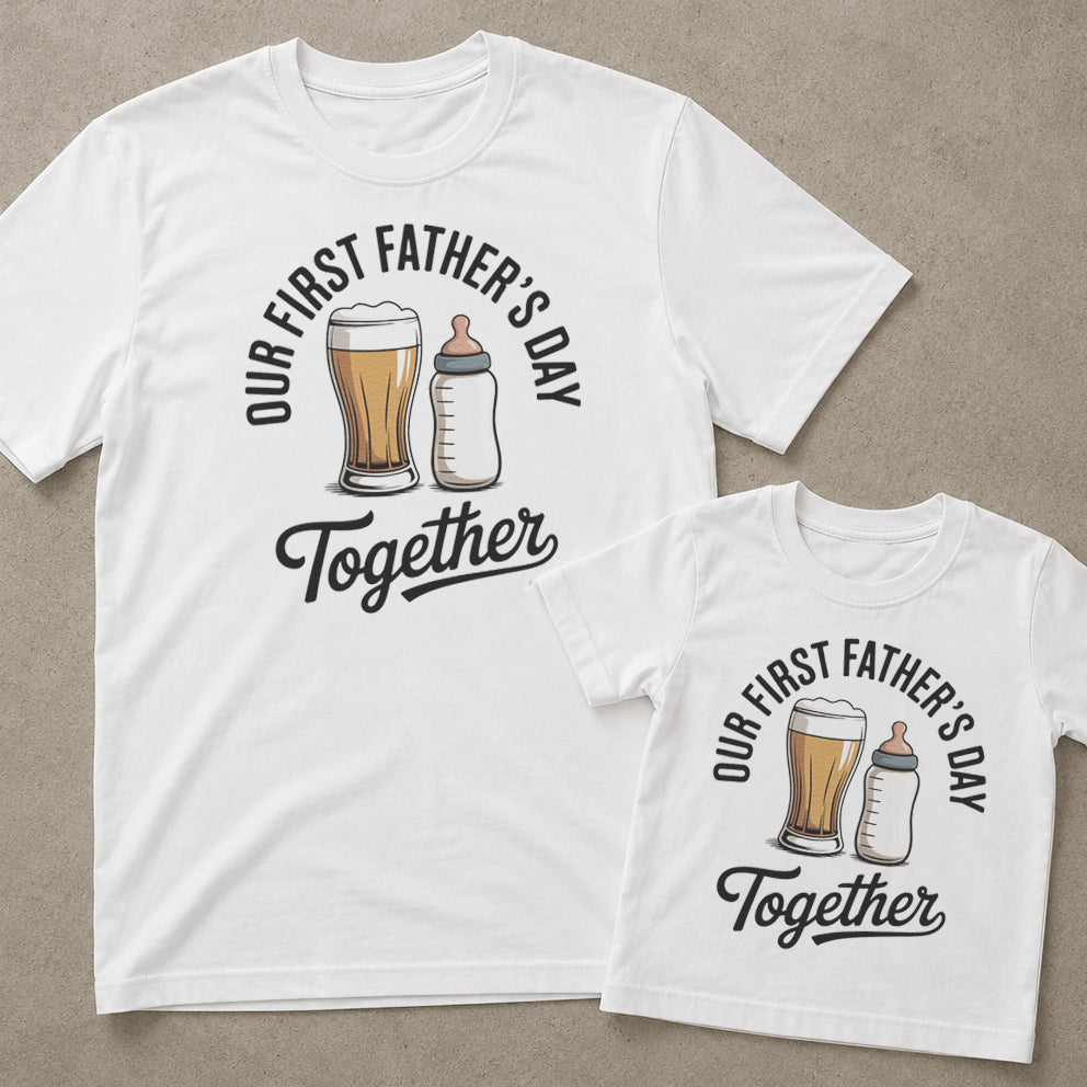 Our First Father's Day Together – Vintage Arch Typography Design - Baby Outfit Set