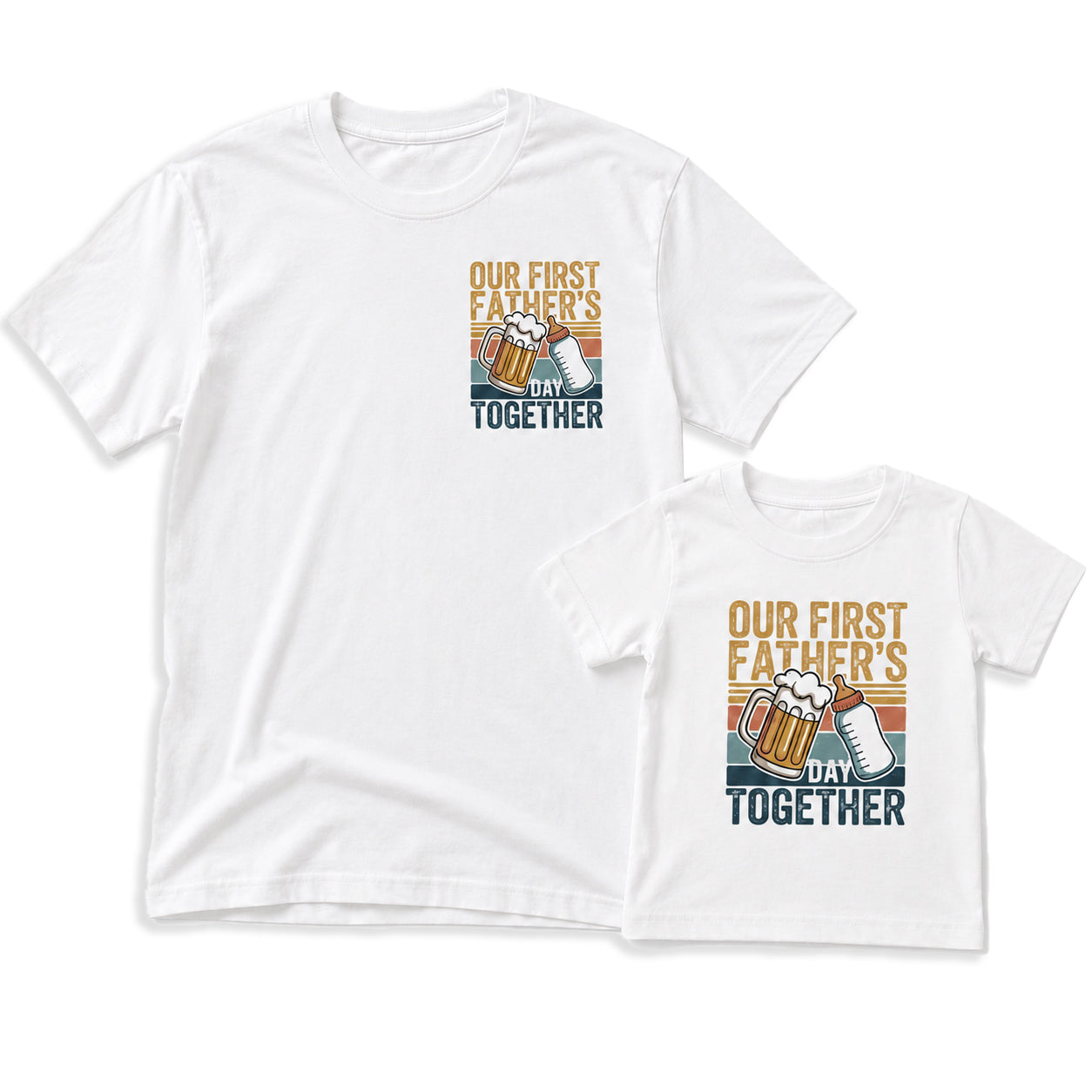 Our First Father's Day Together – Retro Chest Logo Design - Baby Outfit Set
