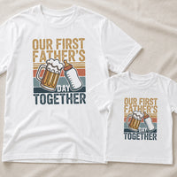 Our First Father's Day Together – Retro Stripe Graphic Design - Baby Outfit Set