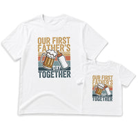 Our First Father's Day Together – Retro Stripe Graphic Design - Baby Outfit Set