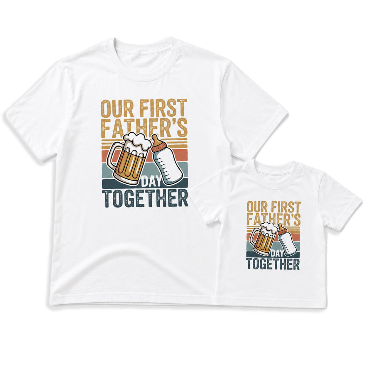 Our First Father's Day Together – Retro Stripe Graphic Design - Baby Outfit Set