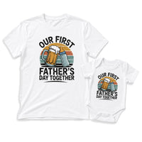 Our First Father's Day Together – Vintage Sunset Graphic Design - Baby Outfit Set