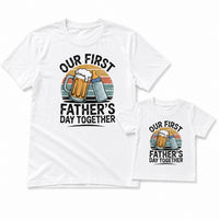 Our First Father's Day Together – Vintage Sunset Graphic Design - Baby Outfit Set