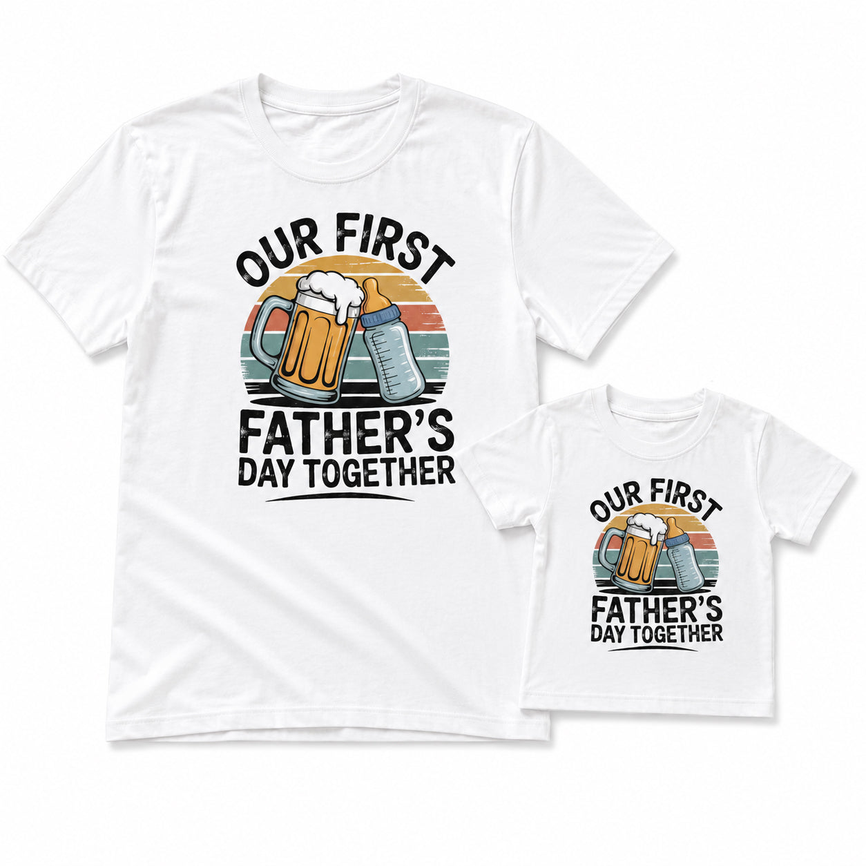 Our First Father's Day Together – Vintage Sunset Graphic Design - Baby Outfit Set