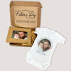 PERSONALISED Gift Box Happy 1st Father's Day Wooden Photo Frame & Photo Bodysuit