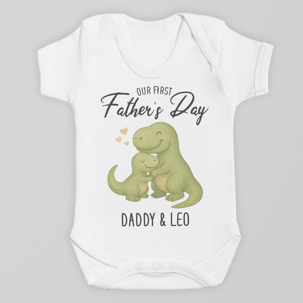 PERSONALISED Our First Father's Day - Choice of 12 Animal Designs - Baby Bodysuit