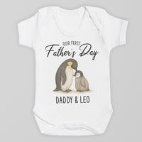 PERSONALISED Our First Father's Day - Choice of 12 Animal Designs - Baby Bodysuit