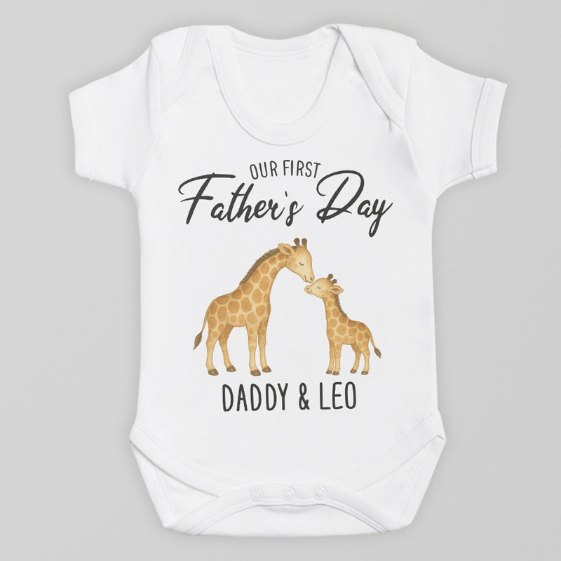 PERSONALISED Our First Father's Day - Choice of 12 Animal Designs - Baby Bodysuit