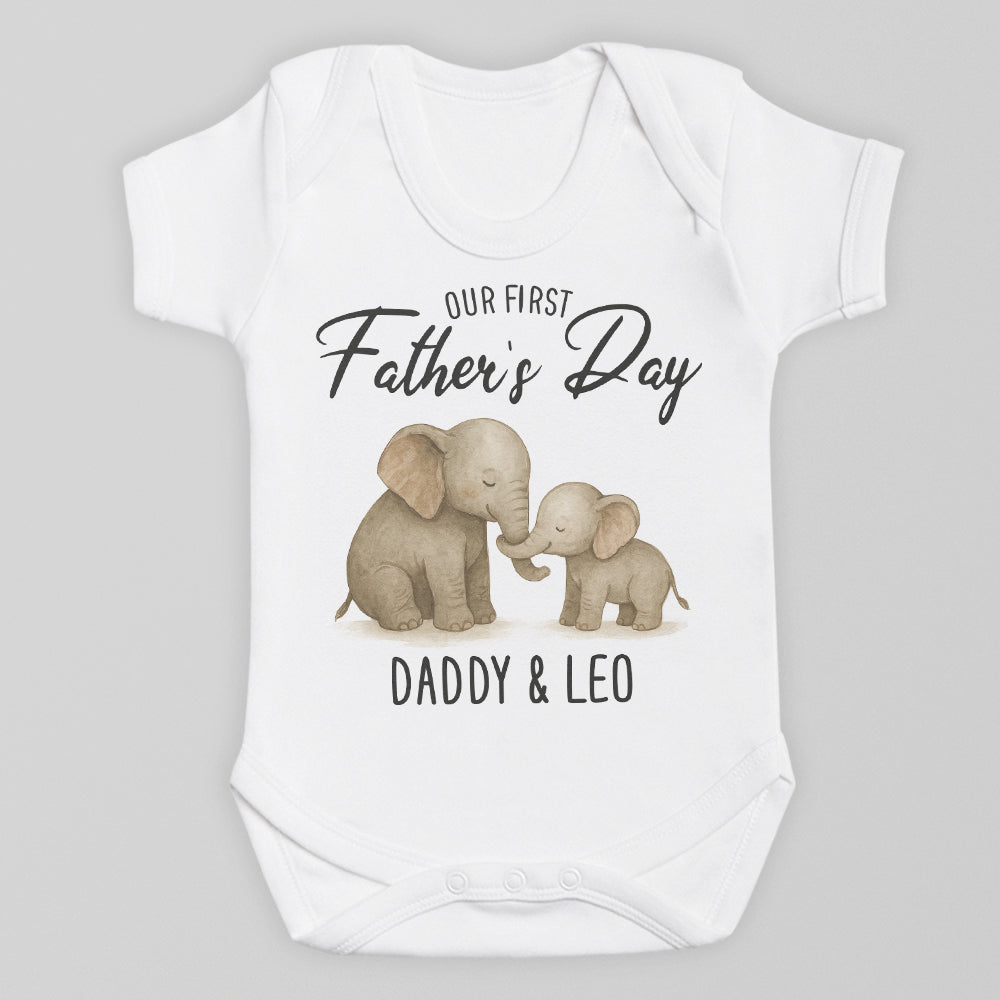 PERSONALISED Our First Father's Day - Choice of 12 Animal Designs - Baby Bodysuit