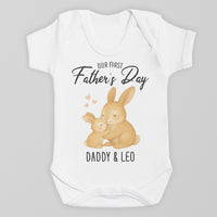PERSONALISED Our First Father's Day - Choice of 12 Animal Designs - Baby Bodysuit