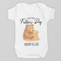 PERSONALISED Our First Father's Day - Choice of 12 Animal Designs - Baby Bodysuit