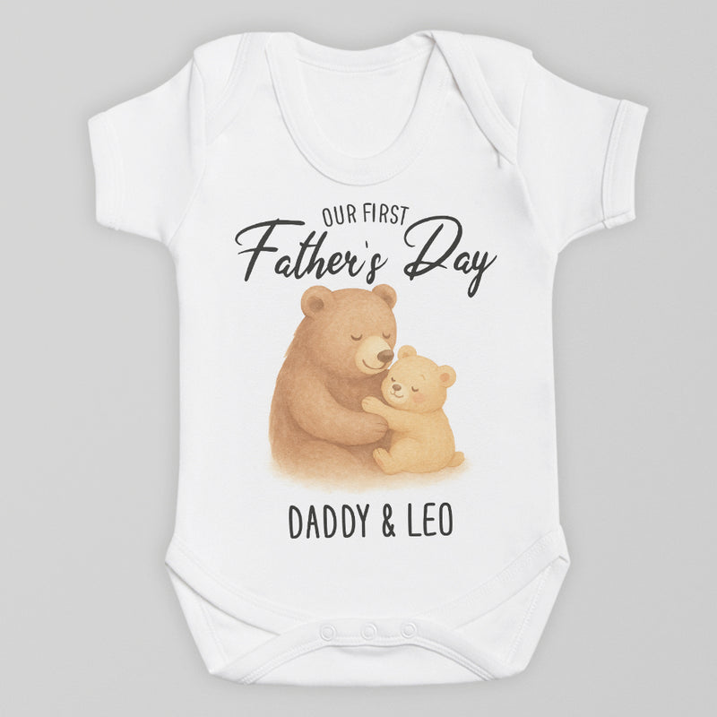 PERSONALISED Our First Father's Day - Choice of 12 Animal Designs - Baby Bodysuit