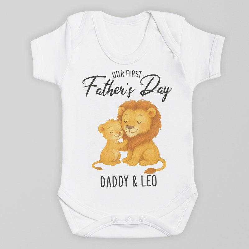 PERSONALISED Our First Father's Day - Choice of 12 Animal Designs - Baby Bodysuit