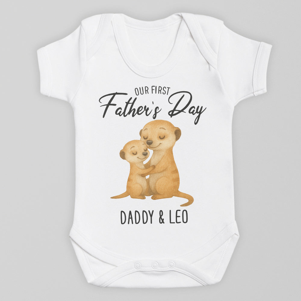 PERSONALISED Our First Father's Day - Choice of 12 Animal Designs - Baby Bodysuit